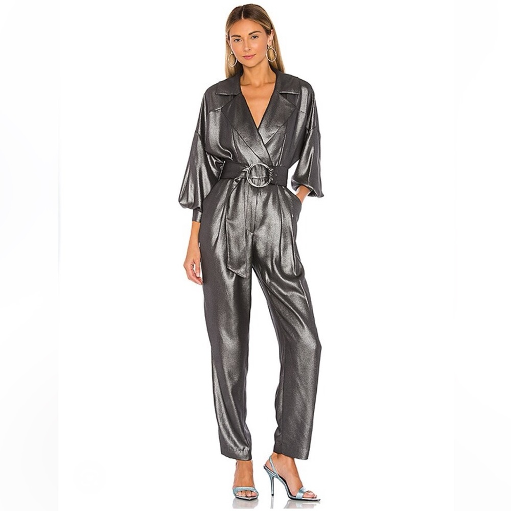 L'Academie Metallic Silver Jumpsuit